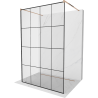 Mexen Kioto paroi de douche autoportante 140 x 200 cm, grille noire 8 mm, or rose - 800-140-002-60-77