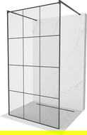 Mexen Kioto ścianka prysznicowa wolnostojąca 100 x 200 cm, czarny wzór 8 mm, czarna - 800-100-002-70-77