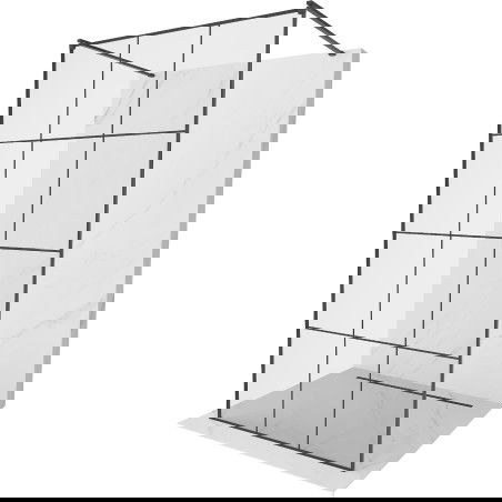 Mexen Kioto vrijstaande douchewand 110 x 200 cm, zwart raster 8 mm, zwart - 800-110-002-70-77