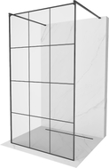 Mexen Kioto samostojeći tuš zid 110 x 200 cm, crna rešetka 8 mm, crna - 800-110-002-70-77