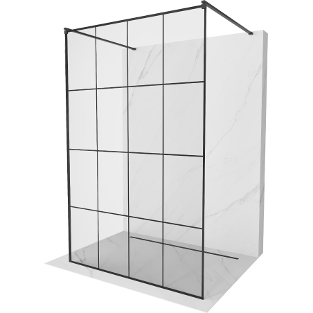 Mexen Kioto ścianka prysznicowa wolnostojąca 140 x 200 cm, czarna kratka 8 mm, czarna - 800-140-002-70-77