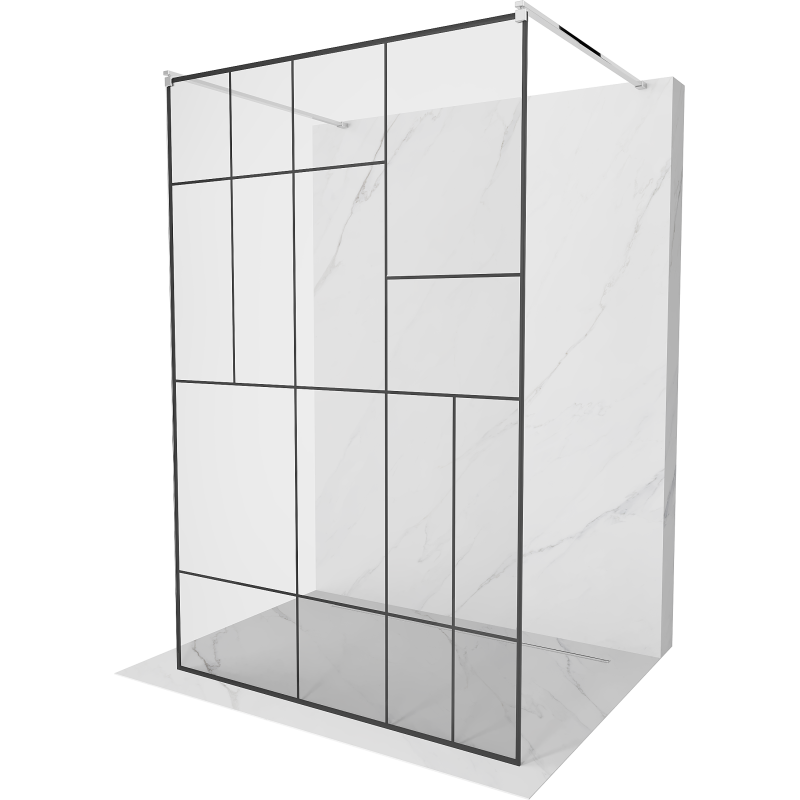Mexen Kioto ścianka prysznicowa wolnostojąca 110 x 200 cm, czarny wzór 8 mm, chrom - 800-110-002-01-78