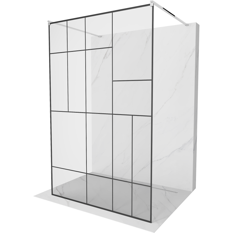 Mexen Kioto paroi de douche autoportante 140 x 200 cm, motif noir 8 mm, chrome - 800-140-002-01-78