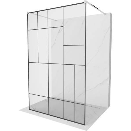 Mexen Kioto ścianka prysznicowa wolnostojąca 140 x 200 cm, czarny wzór 8 mm, chrom - 800-140-002-01-78