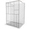Paroi de douche autoportante Mexen Kioto 130 x 200 cm, motif noir 8 mm, or rose - 800-130-002-60-78