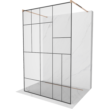 Mexen Kioto freestanding shower wall 140 x 200 cm, black pattern 8 mm, rose gold - 800-140-002-60-78
