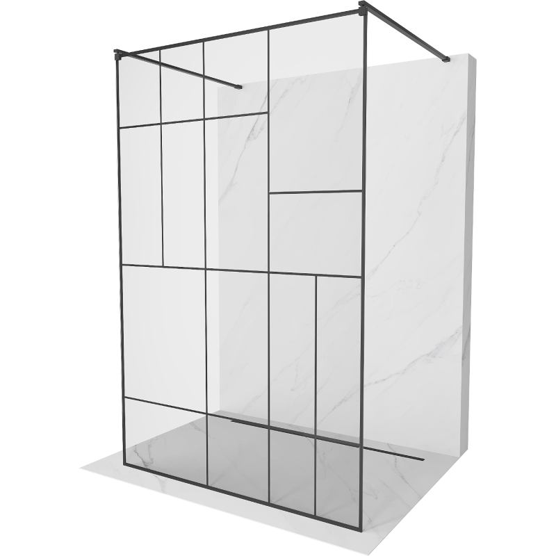 Mexen Kioto ścianka prysznicowa wolnostojąca 110 x 200 cm, czarny wzór 8 mm, czarna - 800-110-002-70-78
