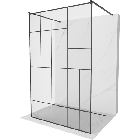 Mexen Kioto vrijstaande douchewand 110 x 200 cm, zwart patroon 8 mm, zwart - 800-110-002-70-78