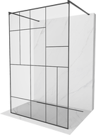 Mexen Kioto friliggande duschvägg 110 x 200 cm, svart mönster 8 mm, svart - 800-110-002-70-78