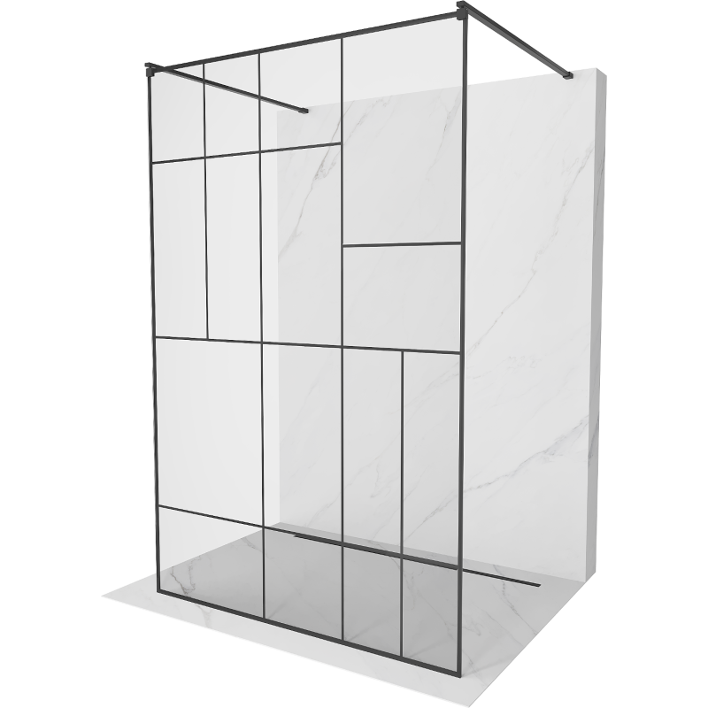 Mexen Kioto ścianka prysznicowa wolnostojąca 120 x 200 cm, czarny wzór 8 mm, czarna - 800-120-002-70-78