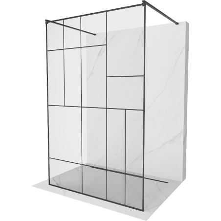 Mexen Kioto paroi de douche autoportante 140 x 200 cm, motif noir 8 mm, noir - 800-140-002-70-78