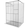 Mexen Kioto paroi de douche autoportante 140 x 200 cm, motif noir 8 mm, noir - 800-140-002-70-78