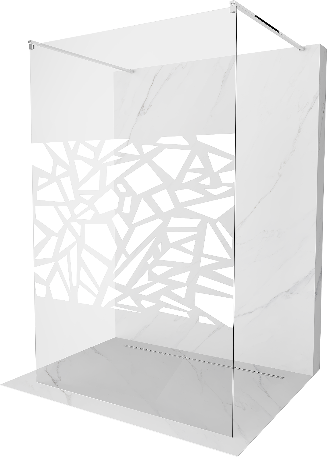 Mexen Kioto ścianka prysznicowa wolnostojąca 130 x 200 cm, biały wzór 8 mm, chrom - 800-130-002-01-85