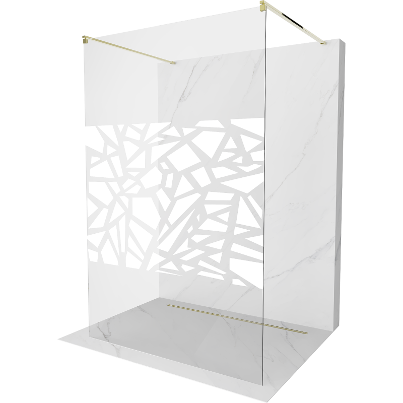Mexen Kioto Freestanding Shower Screen 100 x 200 cm, White Pattern 8 mm, Gold - 800-100-002-50-85