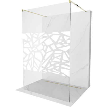 Mexen Kioto vrijstaande douchewand 100 x 200 cm, wit patroon 8 mm, goud - 800-100-002-50-85