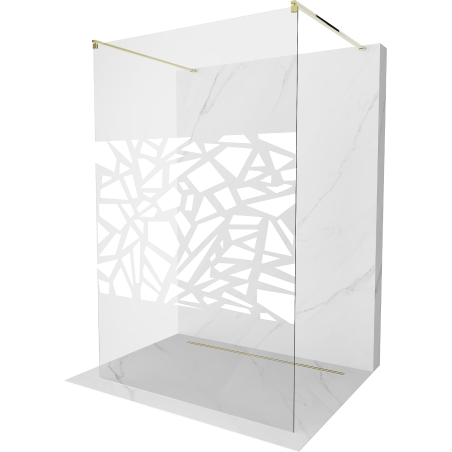 Mexen Kioto paroi de douche autoportante 120 x 200 cm, motif blanc 8 mm, or - 800-120-002-50-85