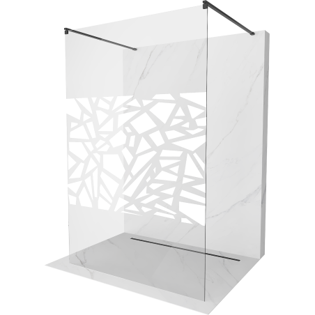 Mexen Kioto paroi de douche autoportante 100 x 200 cm, motif blanc 8 mm, noire - 800-100-002-70-85