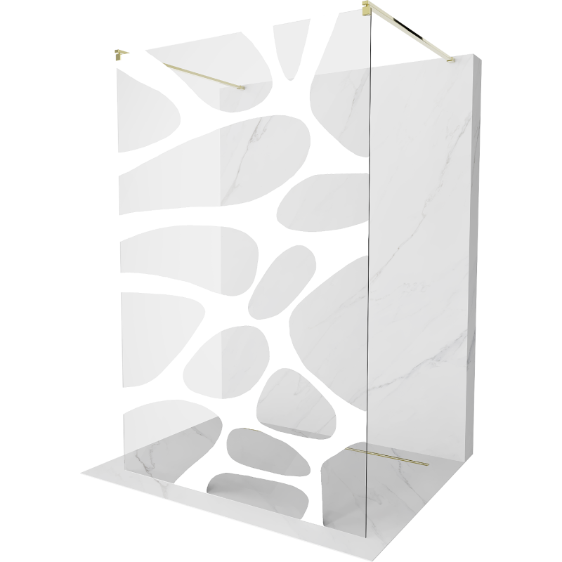 Mexen Kioto vrijstaande douchewand 110 x 200 cm, witte golf 8 mm, goud - 800-110-002-50-97