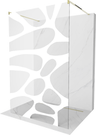Mexen Kioto samostojeći paravan za tuš 120 x 200 cm, bijeli val 8 mm, zlatna - 800-120-002-50-97