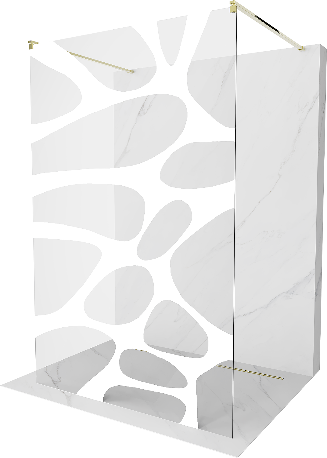 Mexen Kioto ścianka prysznicowa wolnostojąca 120 x 200 cm, biały wzór 8 mm, złota - 800-120-002-50-97
