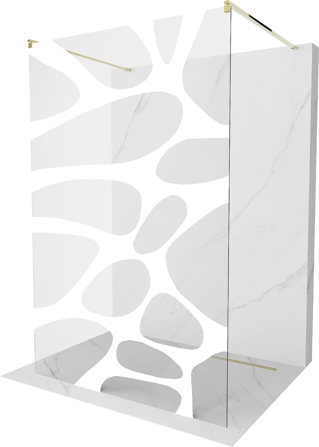 Mexen Kioto ścianka prysznicowa wolnostojąca 140 x 200 cm, biały wzór 8 mm, złota - 800-140-002-50-97