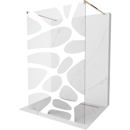 Mexen Kioto Freestanding shower wall 110 x 200 cm, white wave 8 mm, pink gold - 800-110-002-60-97