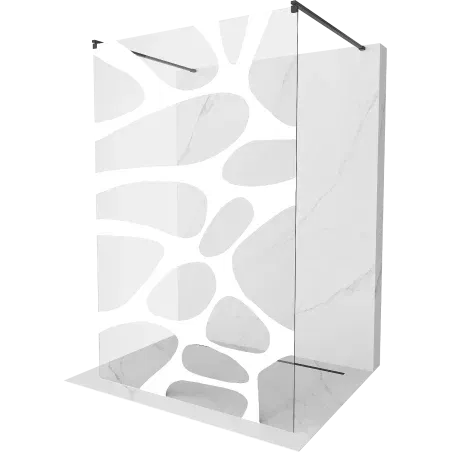 Mexen Kioto freistehende Duschwand 100 x 200 cm, weiße Welle 8 mm, schwarz - 800-100-002-70-97