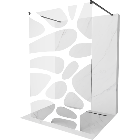 Mexen Kioto paroi de douche autoportante 120 x 200 cm, vague blanche 8 mm, noire - 800-120-002-70-97