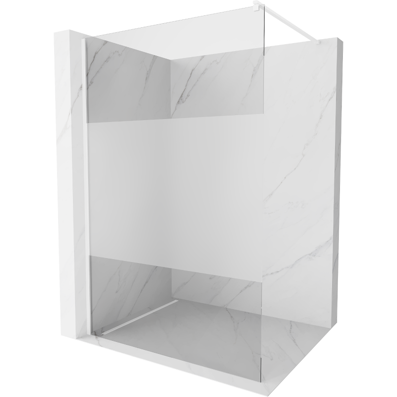 Mexen Kioto shower screen Walk-in 90 x 200 cm, transparent/frosted 8 mm, white - 800-090-101-20-35