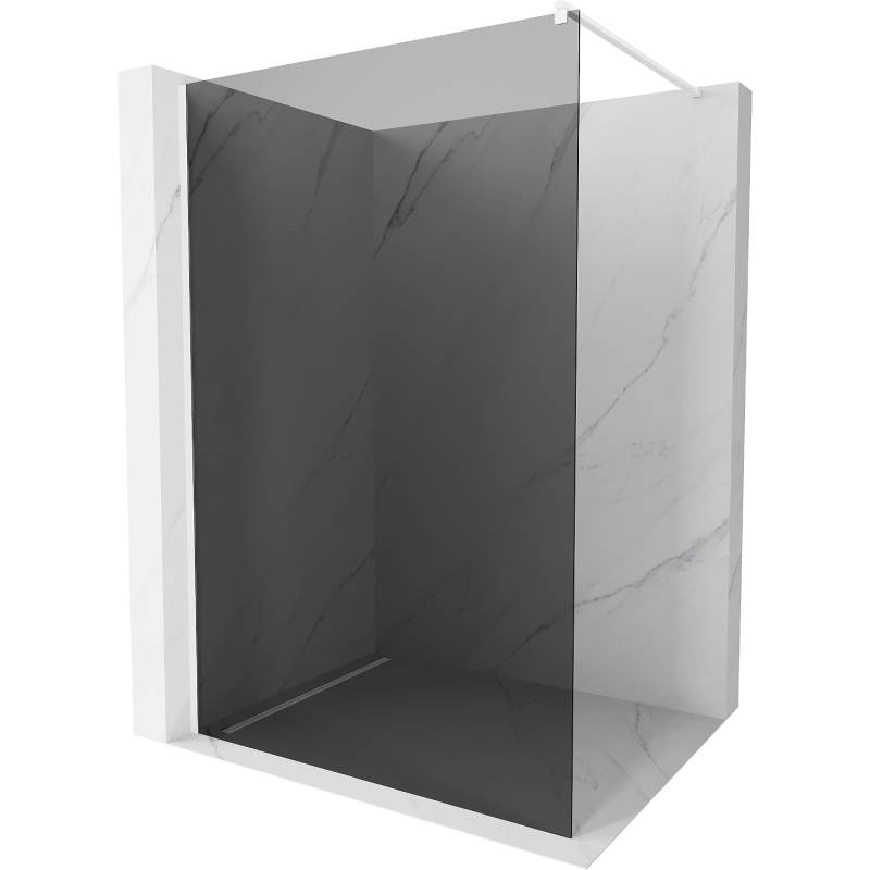 Mexen Kioto ścianka prysznicowa Walk-in 80 x 200 cm, grafit 8 mm, biała - 800-080-101-20-40