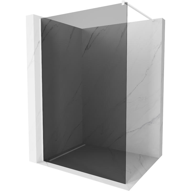 Mexen Kioto pared de ducha Walk-in 110 x 200 cm, grafito 8 mm, blanca - 800-110-101-20-40