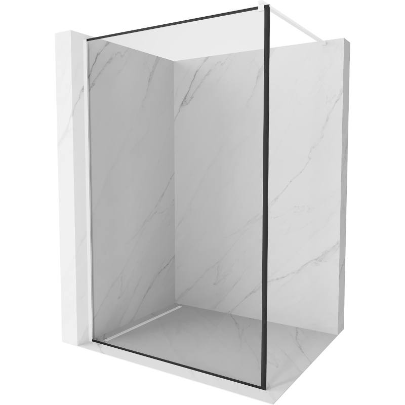 Mexen Kioto Walk-in Shower Panel 70 x 200 cm, Black Frame 8 mm, White - 800-070-101-20-70