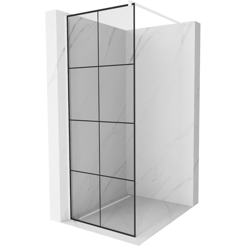 Mexen Kioto dušisein Walk-in 70 x 200 cm, must ruudustik 8 mm, valge - 800-070-101-20-77