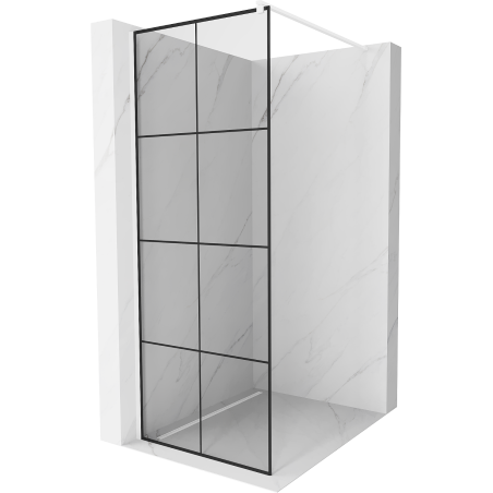Mexen Kioto ścianka prysznicowa Walk-in 70 x 200 cm, czarna kratka 8 mm, biała - 800-070-101-20-77