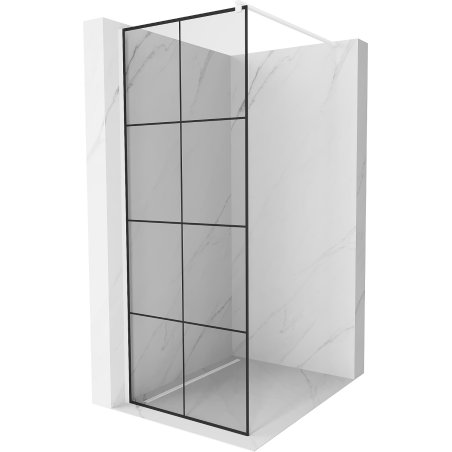 Mexen Kioto douchewand Walk-in 90 x 200 cm, zwart raster 8 mm, wit - 800-090-101-20-77
