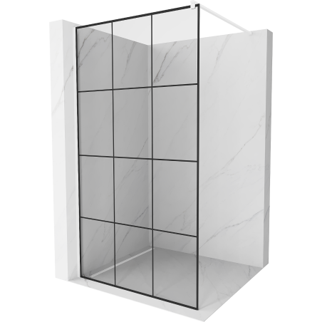 Mexen Kioto douchewand Walk-in 100 x 200 cm, zwart raster 8 mm, wit - 800-100-101-20-77
