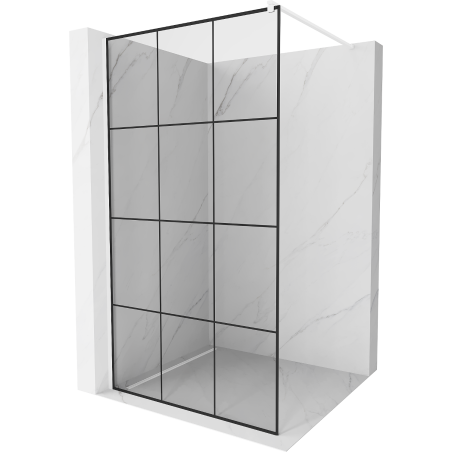 Mexen Kioto Duschwand Walk-in 110 x 200 cm, schwarzes Gitter 8 mm, weiß - 800-110-101-20-77