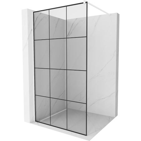 Mexen Kioto douchewand Walk-in 120 x 200 cm, zwart raster 8 mm, wit - 800-120-101-20-77