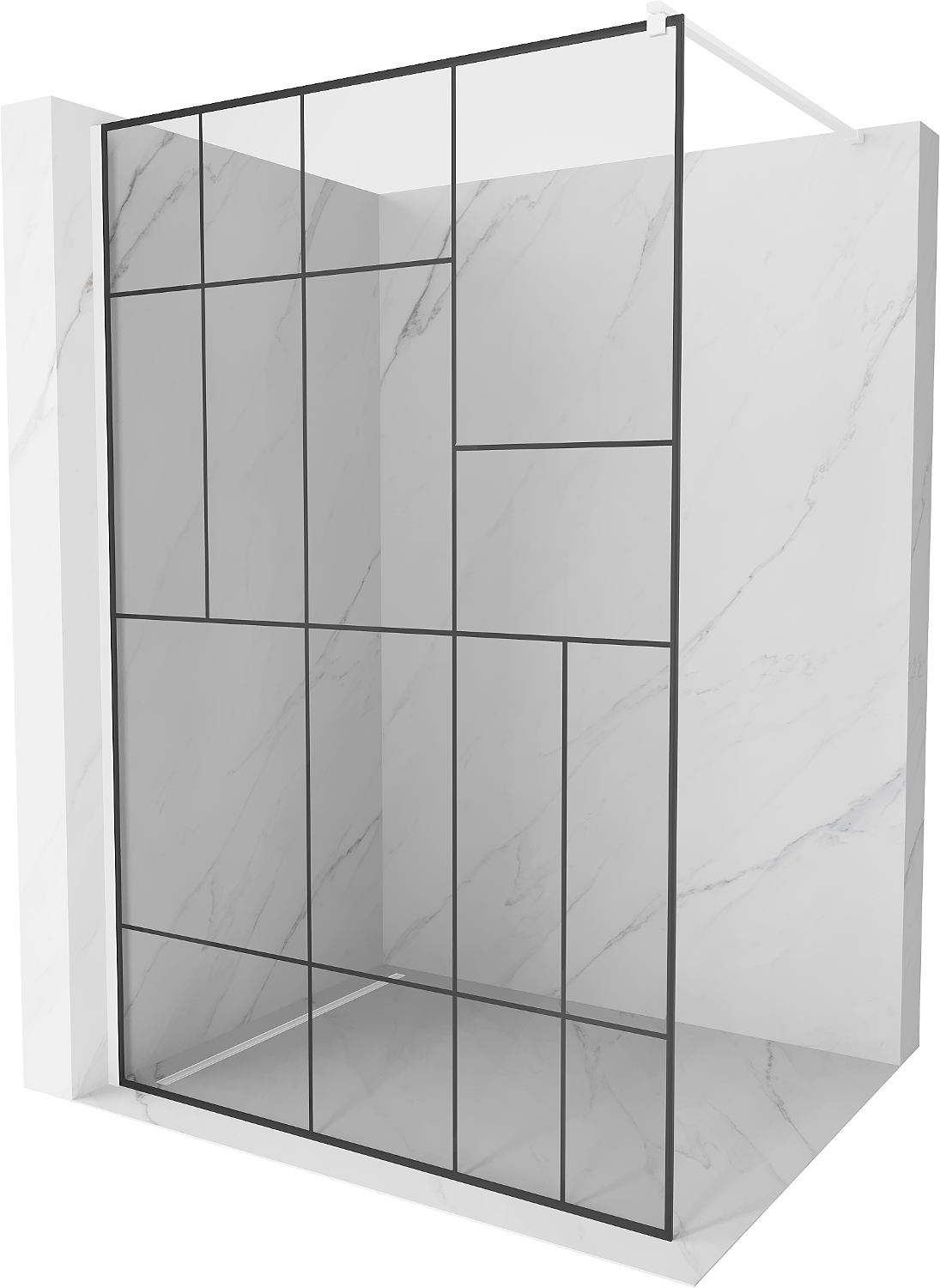 Mexen Kioto ścianka prysznicowa Walk-in 70 x 200 cm, czarny wzór 8 mm, biała - 800-070-101-20-78