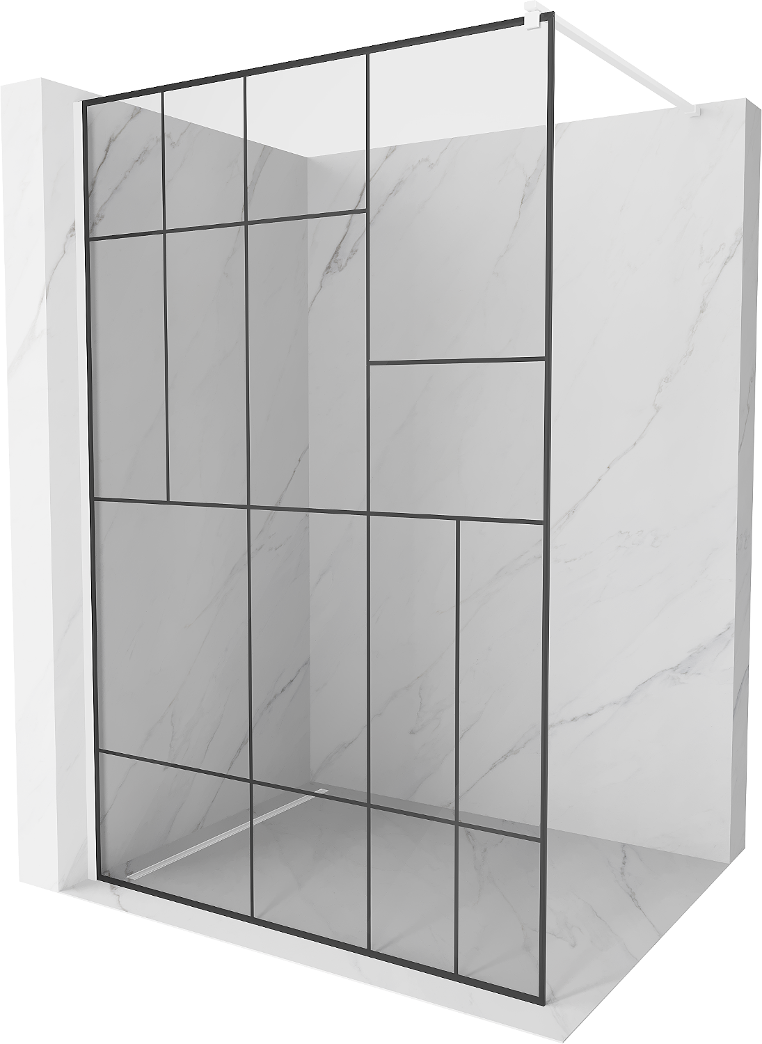Mexen Kioto ścianka prysznicowa Walk-in 90 x 200 cm, czarny wzór 8 mm, biała - 800-090-101-20-78