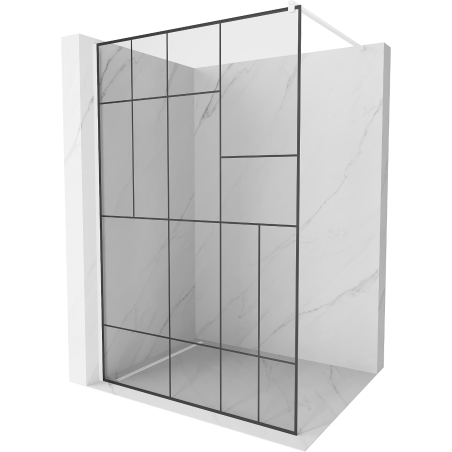 Mexen Kioto Duschwand Walk-in 110 x 200 cm, schwarzes Muster 8 mm, weiß - 800-110-101-20-78