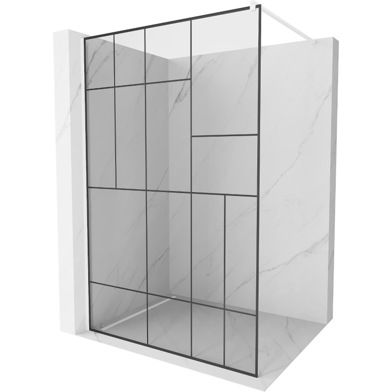 Mexen Kioto paroi de douche Walk-in 120 x 200 cm, motif noir 8 mm, blanc - 800-120-101-20-78