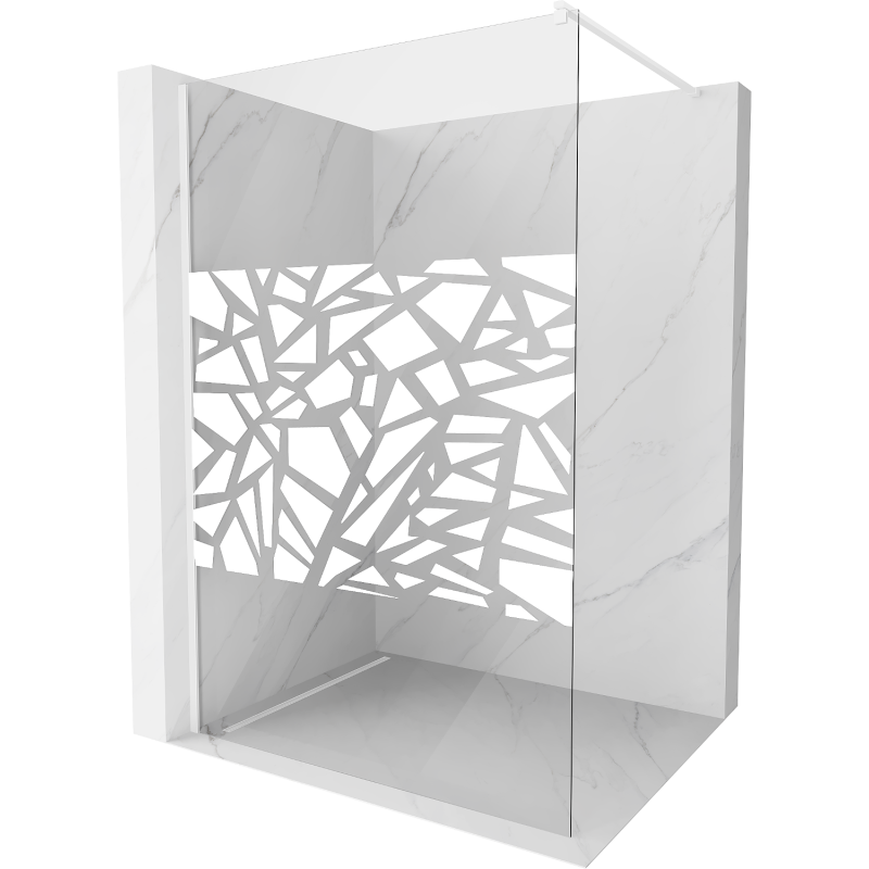 Mexen Kioto parede de chuveiro Walk-in 100 x 200 cm, padrão branco 8 mm, branco - 800-100-101-20-85