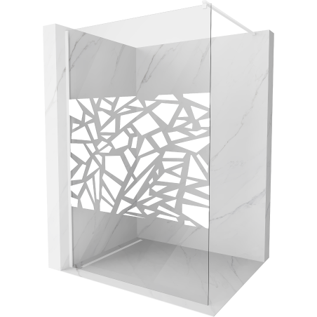 Mexen Kioto Walk-in Shower Wall 100 x 200 cm, White Pattern 8 mm, White - 800-100-101-20-85