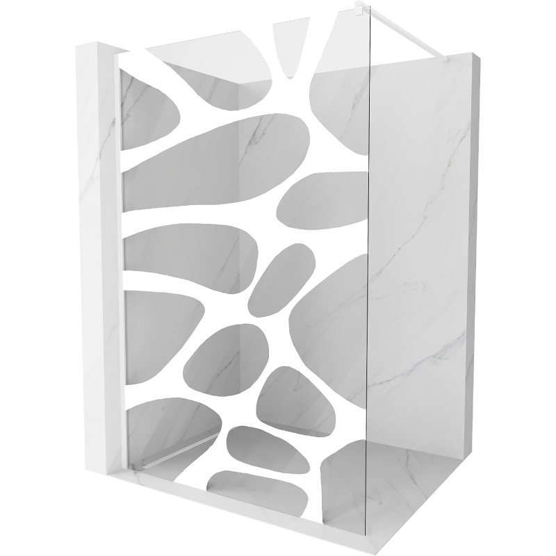 Mexen Kioto paroi de douche Walk-in 70 x 200 cm, vague blanche 8 mm, blanche - 800-070-101-20-97