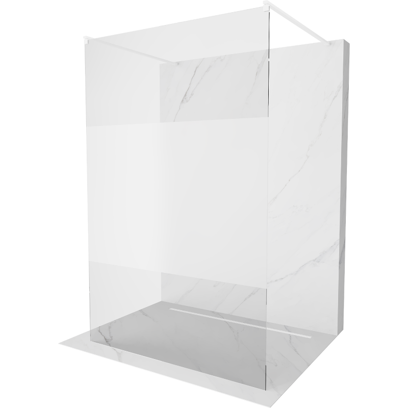 Mexen Kioto paroi de douche autoportante 110 x 200 cm, transparent/givre 8 mm, blanc - 800-110-002-20-35