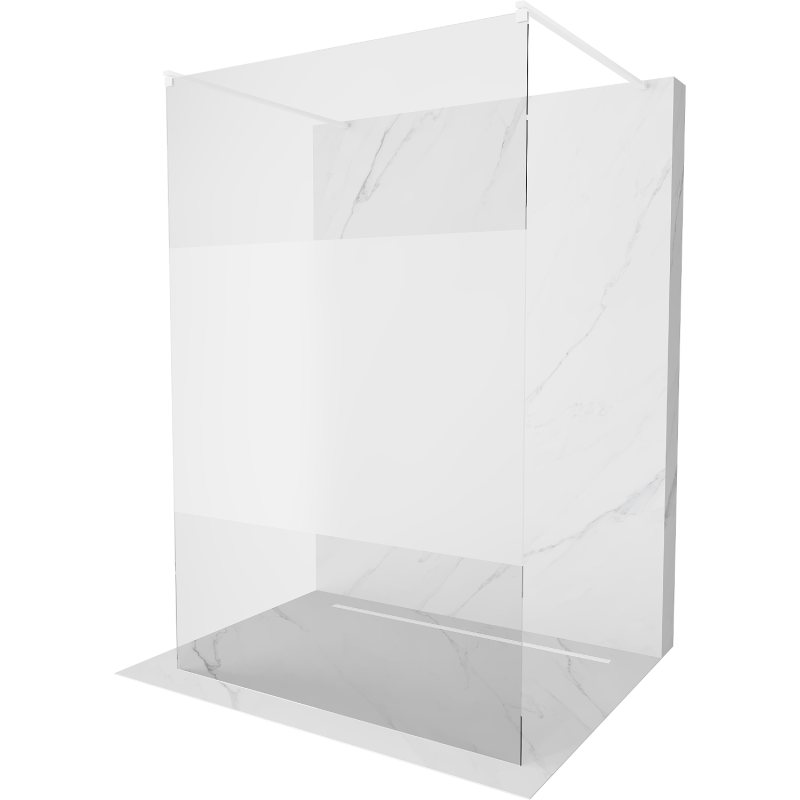 Mexen Kioto vrijstaande douchewand 120 x 200 cm, transparant/matglas 8 mm, wit - 800-120-002-20-35