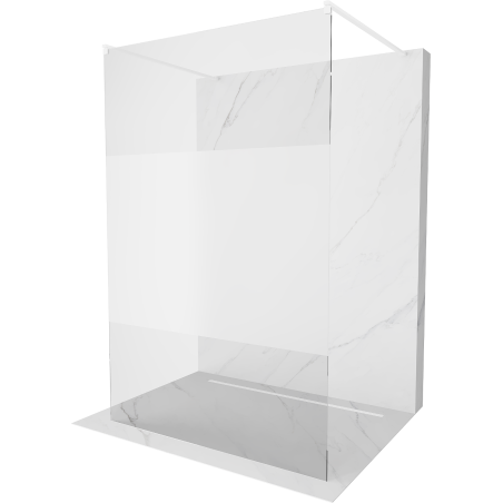 Mexen Kioto vrijstaande douchewand 120 x 200 cm, transparant/matglas 8 mm, wit - 800-120-002-20-35