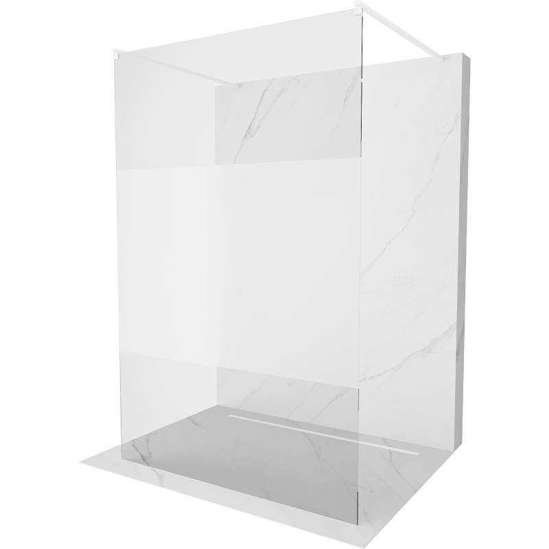 Mexen Kioto paroi de douche autonome 100 x 200 cm, transparent/givré 8 mm, blanche - 800-100-002-20-35