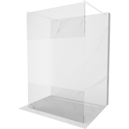 Mexen Kioto ścianka prysznicowa wolnostojąca 100 x 200 cm, transparent/szron 8 mm, biała - 800-100-002-20-35